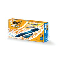 BIC – Stylos à bille Soft Feel rétractable – 1,0 mm – bleu – paquet de 12  -Technologie d’encre Easy-Glide System avec jusqu’à 35 % d’encre plus fluide par rapport aux systèmes d’encre des stylos à bille BIC actuels