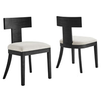 Modway - Peregrine Bois et tissu rembourrés Chaises de salle à manger Ensemble de 2 - Ivoire à tissage noir à bruyère-Ensemble de 2 chaises de salle à manger