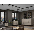 Manhattan Comfort - Rockefeller ensemble de commodes de chambre à coucher style milieu du siècle moderne - blanc cassé - ensemble de 3-Choisissez le design de votre poignée lorsque le produit est chez vous Option pour une poignée découpée ou un look affleurant