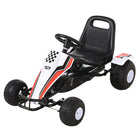 Aosom - Voiture de course pour enfants à pédales go-kart - blanc-Le cadre en métal de haute qualité et le matériau en plastique assurent une durabilité au fil des années 