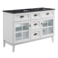 Modway - Isle Double 48" Armoire à coiffeuse de salle de bain - Blanc Noir-Style côtier contemporain