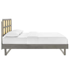 Modway - Sidney Canne et bois Lit plateforme Queen avec pieds angulaires, Gris-Construction en bois, MDF et placage