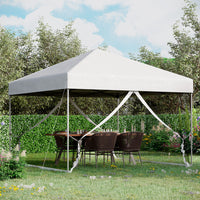 Outsunny - Tente auvent pliante de réception d'extérieur - Argent-Grande tente pop-up avec auvent pouvant accueillir confortablement un groupe moyen de personnes