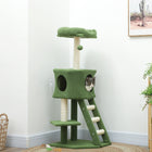 PawHut - Arbre à chat 47 po avec maisonnette, échelle, poteaux à griffer, balle-Panneau MDF avec une base inférieure pour assurer la stabilité et le maintien vertical 