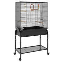 PawHut - Cage à oiseaux 51 po H avec support à roulettes, jouets - noir-Espace de vie spacieux et espacement des barreaux de 1,1 cm, pour les pinsons, inséparables, canaris, perruches ondulées, perruches et plus encore 