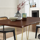 Modway - Ardor Bois d’acacia à bord vivant de 60 po Bois d’acacia Table à manger, Noyer d’or-Pieds métalliques revêtus de poudre