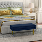 HOMCOM - Banc de rangement pour bout de lit - bleu foncé-Peut être utilisé comme banc de bout de lit, banc de fenêtre ou banc d’entrée 