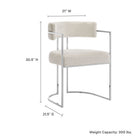 Modway - Huron Dos courbé Tissu et métal Chaise d’accent pour salle à manger - Crème d’argent-Siège et dossier rembourrés