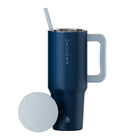 GROSCHE - Aspen Gobelet Isolé avec Poignée - 40 oz - Bleu Montagne-Couvercle à paille isolé et résistant aux éclaboussures