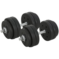 Soozier - Ensemble D’Haltères Réglables 66 Lb Pour Fitness Corporel - Noir-Complet avec une paire comprenant 8 x 5,5 lb (2,5 kg), 4 x 3,3 lbs (1,5 kg) de poids et 2 x 4,4 lbs (2 kg) de barres de connexion    