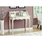 Monarch Specialties - 3103 Bureau 36 po- Blanc Antique Traditionnel-Pieds en bois massif de style Queen Anne avec deux petits tiroirs de rangement et un grand tiroir central avec boutons en bois pour garder votre bureau bien rangé.