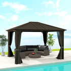 Outsunny - Gazebo Deluxe Hardtop de 10' x 12' avec rideaux et moustiquaire - Gris-La conception spacieuse de 12x10pi offre suffisamment d'espace pour faire la fête sans se sentir à l'étroit 