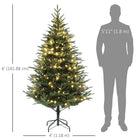 HOMCOM - Arbre de Noël artificiel de 6 pieds avec lumières LED - arbre de Noël-Les branches ignifuges augmentent la sécurité 