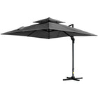 Outsunny - Parasol déporté de patio 10 pi L x 10 pi l, gris charbon-Structure en aluminium solide favorisant la longévité  