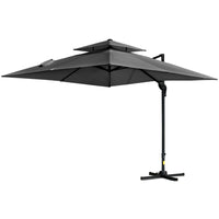Outsunny - Parasol déporté de patio 10 pi L x 10 pi l, gris charbon-Structure en aluminium solide favorisant la longévité  