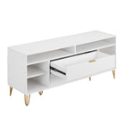 Manhattan Comfort - Meuble TV moderne DUMBO 62,99 po - Blanc-Assemblage « Snap It » Comprend des rainures internes de haute qualité pour un assemblage simple, sans outils requis