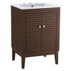 Modway - Ledger 24" Vanette de salle de bain - Blanc noyer-Assemblée requise