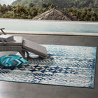 Modway - Reflect Giada Abstract Diamant Marocain Treillis Tapis intérieur/extérieur 5 pi l x 8 pi L - Ivoire et bleu-Tapis durable d’intérieur et d’extérieur