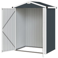 Outsunny - Abri de rangement extérieur 4,4 pi x 3 pi, avec porte verrouillable, avec portes larges verrouillables, gris foncé-Accédez facilement aux objets volumineux grâce aux larges doubles portes de 42,9 po
