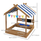 Outsunny - Bac à sable d’extérieur avec couvercle pour jardin - brun-Comprend des sièges pour deux enfants pour se reposer 