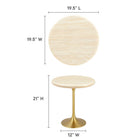 Modway - Lippa Rond de 20 po Faux travertin Table d’appoint, Travertin d’or-Socle en métal doré résistant aux éclats