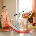 Qaba - Planche d’équilibre 32,3 po, jouet d’apprentissage préscolaire Montessori Waldorf - rouge-Améliore la posture et la force centrale des enfants, ainsi que leur coordination et leur sens visuel 
