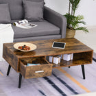 HOMCOM - Table basse avec rangement et tiroir - brun rustique-Panneau de particules de qualité assurant une grande stabilité