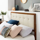 Modway - Willow Bois Plate-lit complet avec cadre angulaire, Noyer beige-Système de soutien en lattes de bois