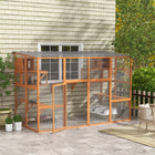 PawHut - Enclos extérieur pour chat avec toit imperméable - 118,1 po L x 55,1 po l x 75,6 po H - orange-Aire de jeux spacieuse de 4,34 m² avec 7 plateformes permettant à 1 à 5 chats de jouer 