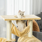 PawHut - Arbre à chat pour chaton d’intérieur, centre d’activités, lit de repos, jouet 39 po-Matériau : panneau de particules, peluche, sisal 