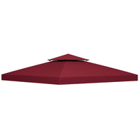 Outsunny - Toit de rechange pour pavillon carré à 2 niveaux 10 pi L x 10 pi l, rouge vin-La toile de rechange convient à une structure de 3 x 3(m)/9,8 po x 9,8 po
