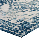 Modway - Reflect Nyssa Géométrie Géométrique Aztèque du Sud-Ouest Tapis intérieur/extérieur de 8 pi l x 10 pi L - Ivoire et bleu-Haute densité / Tissé à la machine