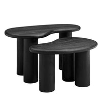 Modway - Hackney Bois de manguier Ensemble de table basse pour nidification - Noir-Bois massif de manguier