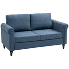 HOMCOM - Canapé deux places avec accoudoirs courbés - bleu foncé-Le tissu effet chenille offre une texture luxueusement douce et confortable 