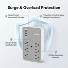 ShoppingAll - Huntkey multiprise murale avec parasurtenseur, 6 prises et 3 ports USB-Fabriqué en matériau ignifuge V0 avec barre de cuivre intégrée, certifié ETL et FCC