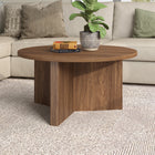 Hudson&Canal - Table basse ronde Anders de 81 cm de largeur, , noyer satiné-Nettoyer avec un chiffon doux et sec, sans produits chimiques agressifs ni produits de nettoyage abrasifs