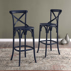 Modway - Gear Tabouret de bar - Bleu Minuit-Capsules de pied non marquées