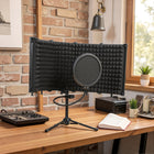 HOMCOM - Panneau D’Isolation Pliable Pour Microphone De Studio Avec Filtre Anti-Pop - Support-La hauteur du support peut être ajustée de 5 cm pour aider à trouver la bonne position 