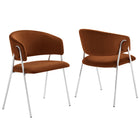 Modway - Nella Rembourré Performance Velvet Chaise à manger Ensemble de 2 - Rouille Argent-Ensemble de 2 chaises de salle à manger d’accent