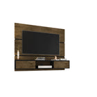 Manhattan Comfort - Centre de divertissement flottant Vernon 62,99 po style mid-century moderne - brun rustique et noir-Supports pour fixer la télévision sur panneau inclus