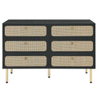 Modway - Chaucer Compact à 6 tiroirs Commode, Noir-Rotin ovale