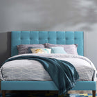 Modway - Paisley Touffe Velours Performance Rembourré Tête de lit complète / Queen, Bleu de mer-Tête de lit pleine taille / Queen