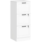 HOMCOM - Classeur 3 tiroirs pour documents Lettre/A4 avec serrure - blanc-Trois tiroirs à dossiers minimisent l'encombrement du bureau 
