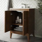 Modway - Ledger 24" Vanette de salle de bain - Blanc noyer-Évier en céramique avec comptoir intégré