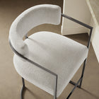 Modway - Huron Dos courbé Tissu et métal Tabouret de comptoir - Crème d’argent-Siège et dossier rembourrés