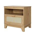 Manhattan Comfort - Lot de 2 tables de chevet Sheridan 21,63" style mid-century moderne - Nature-Pieds surélevés encadrés en bois massif pour la mode et la durabilité