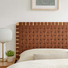 Modway - Sparta Tissage Cuir végane Tête de lit Queen, Brun naturel-Tressage de panier en cuir végane