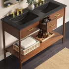 Modway - Zaire 48" Meuble de salle de bain à double lavabo - Noir noyer-Jambes effilées