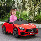 Qaba - Voiture RC électrique pour enfants sous licence Mercedes-Benz 12V - rouge-Roues auxiliaires offrant une stabilité lorsque la voiture est éteinte 