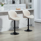 HOMCOM - Tabourets de bar pivotants hauteur comptoir avec dossier - beige - paquet de 2-Hauteur d'assise réglable de 24,4 po à 32,7 po (62-83 cm) grâce à un vérin à gaz fluide 
